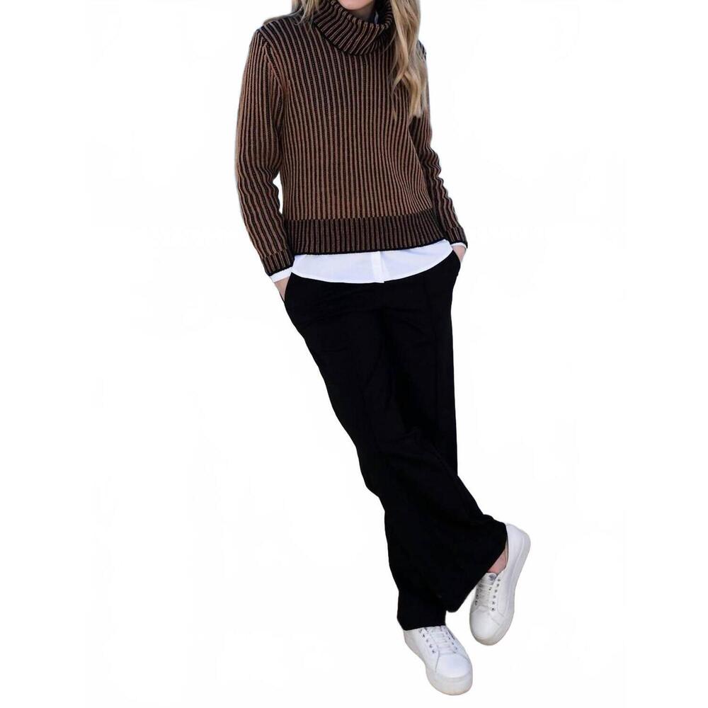 NEW MARBLE ribbed knit removable snood jumper in tabacco